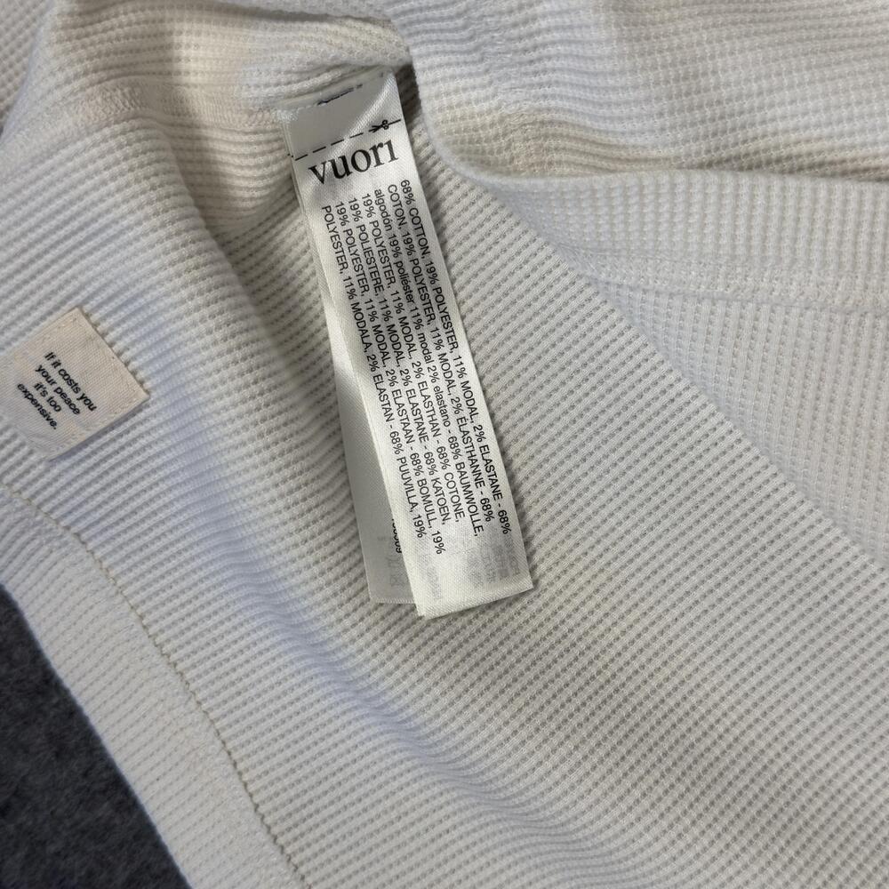 Vuori Shirt Mens XL White Long Sleeve Waffle Thermal Crewneck Base Layer V176 - Picture 4 of 10